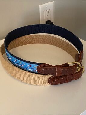 J.Bailey Boys Belt with Leather Trim - Blue & Tan